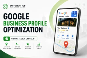Google Business Profile optimization complete 2026 checklist showing local map pack ranking on mobile